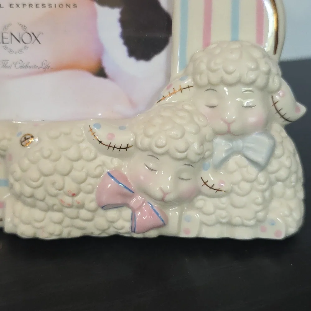Vintage Discontinued Lenox Lazy Lambs Nursery Photo‎ Picture Frame 5×7